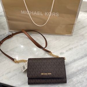 Michael Kors brown cross body purse wallet